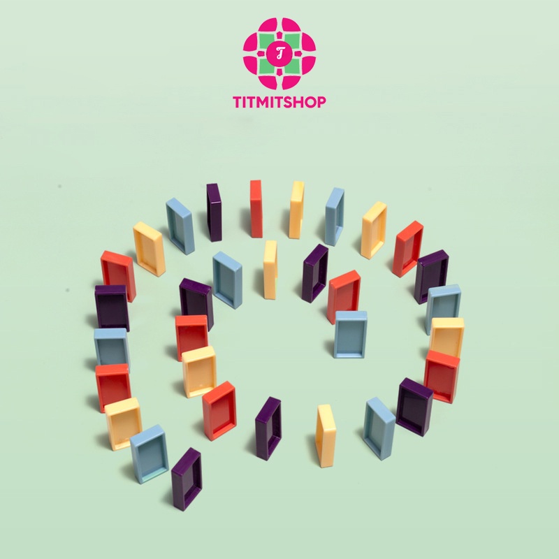 Bộ đồ chơi Domino xe lửa hình con voi khối xây dựng trí tuệ trẻ em lắp ráp tự động - TitMitShop