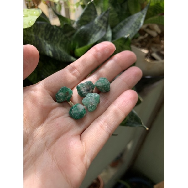 Tinh thể đá sưu tầm trang sức hồng & xanh lá thô đẹp - Raw Crystals Pakistan Mor ganite & Eme rald