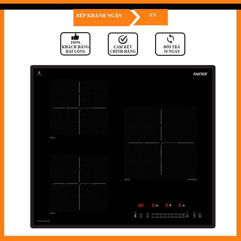 Bếp từ Faster FS 613SI, Bếp 3 Từ Made In Malaysia Bảo [BH 3 Năm]