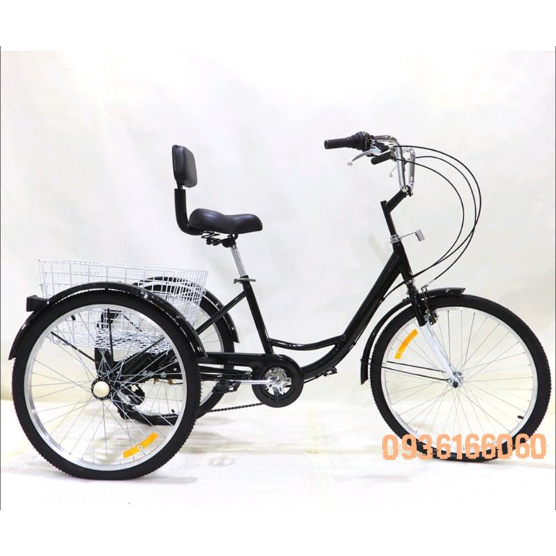 XE ĐẠP BA BÁNH CHO NGƯỜI GIÀ BẢN 24 INCH - Loại 1 khung hợp kim thép bền