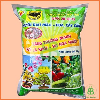 Phân bón NPK đầu Trâu 20-20-15 gói 1kg chuyên dùng bón Hoa , rau và cây Cảnh