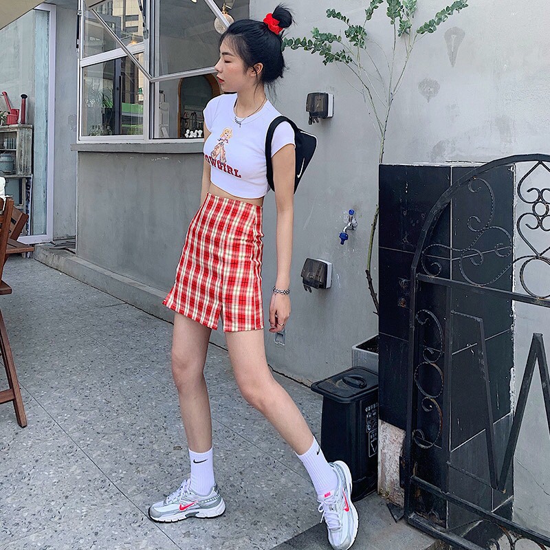 CHÂN VÁY CHỮ A KẺ CARO XANH ĐỎ VÀNG KHÓA KÉO CHUN SAU - CHÂN VÁY KẺ CARO ULZZANG | BigBuy360 - bigbuy360.vn