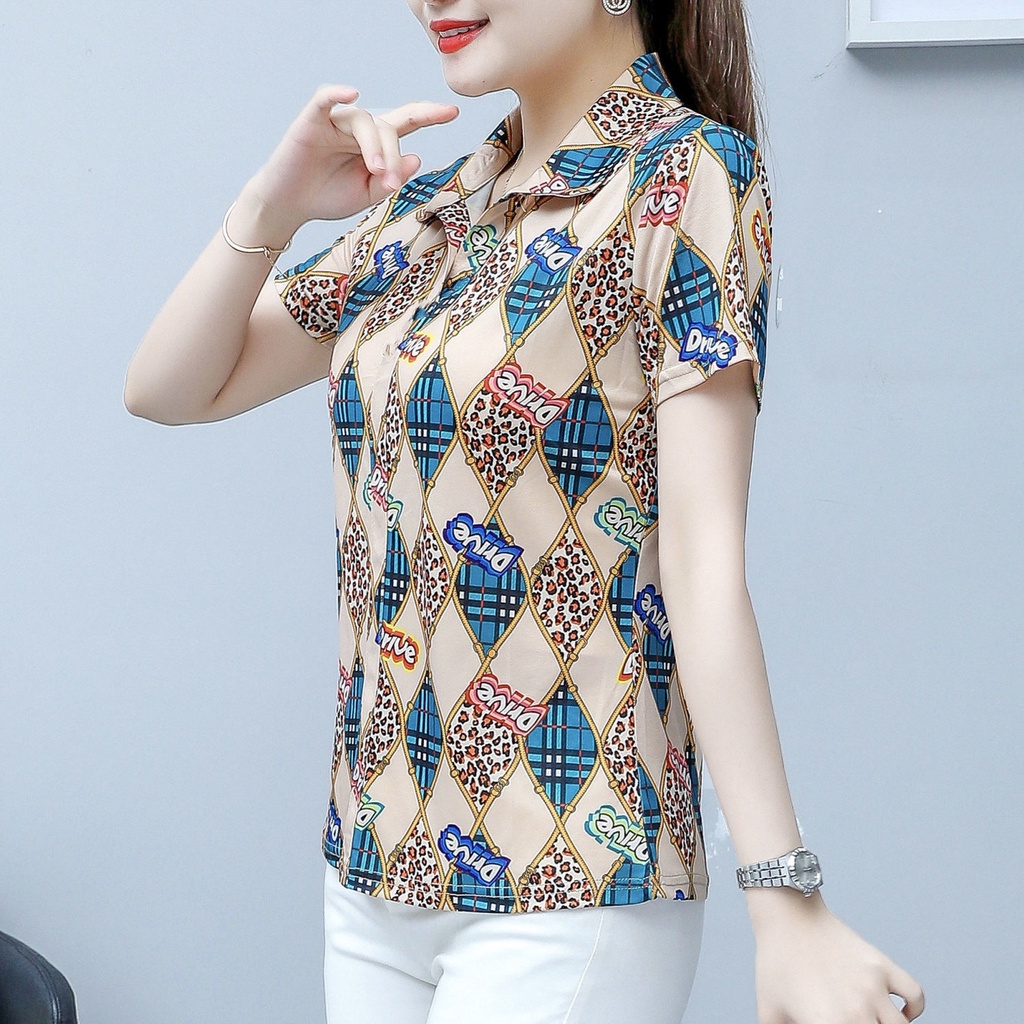 Áo Sơ Mi Ngắn Tay Mỏng Che Bụng Thời Trang Mùa Hè Mới Cho Phụ Nữ Trung Niên