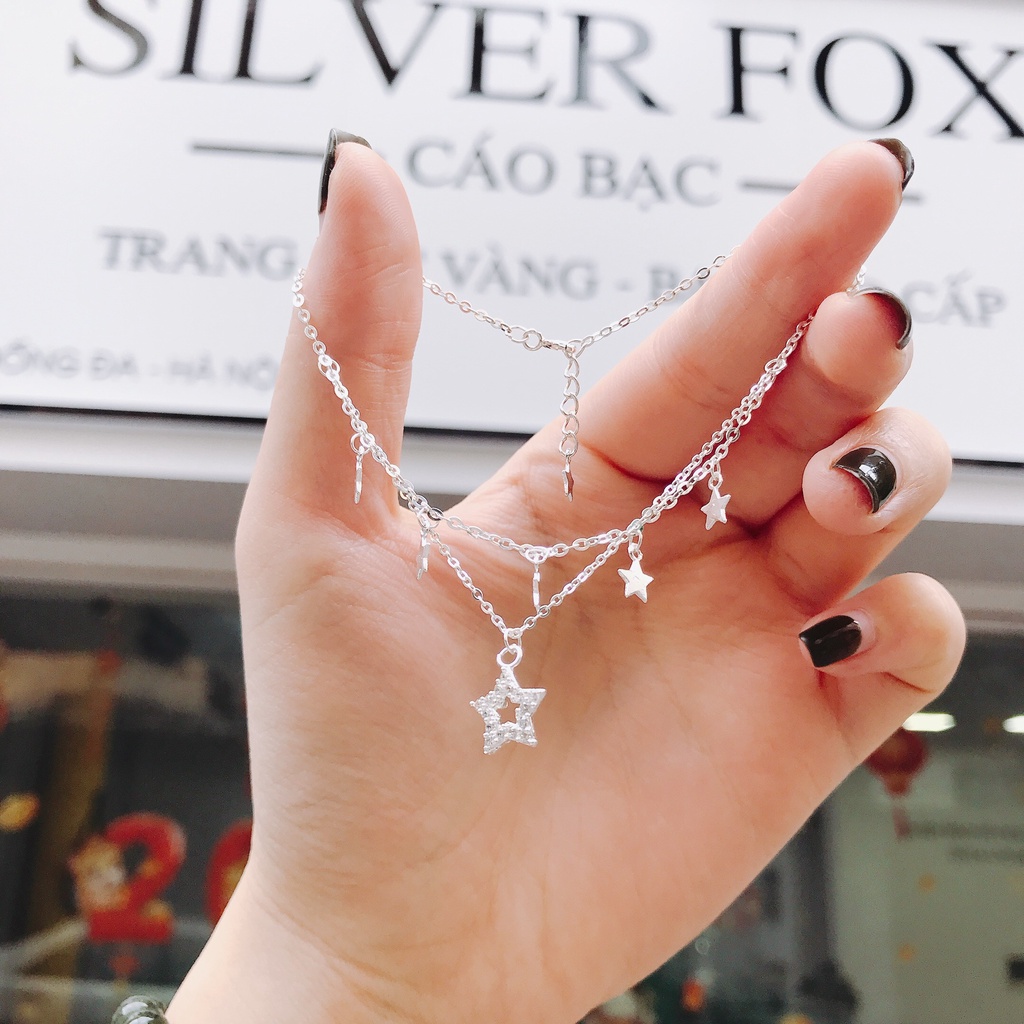 Lắc Chân Bạc Ta Cao Cấp CaoBac Silver Hai Sợi Sao Đá Đáng Yêu Cho Nữ