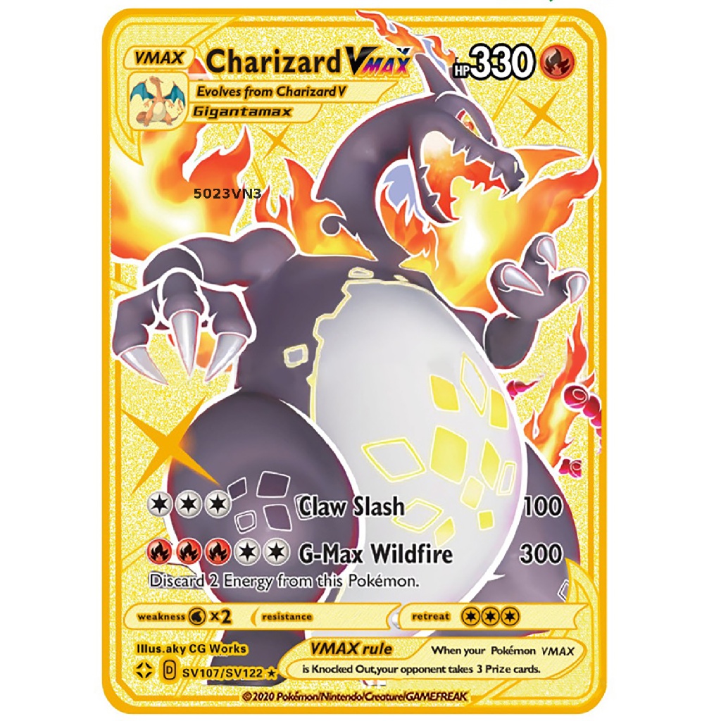 Thẻ Bài Charizard Vmax Vmax Vmax V Super Rare Mạ Vàng Kèm Thẻ
