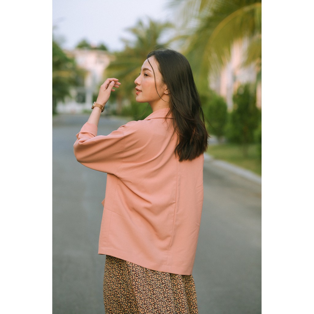 Áo blazer tay dài dáng rộng một lớp A210533 (Xanh đậm - Cam da - Đen) | BigBuy360 - bigbuy360.vn