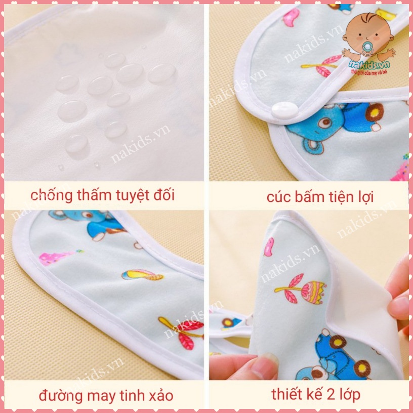 Yếm Dãi Cúc Bấm Chữ U  FREESHIP   Yếm Ăn Dặm Có lót Chống Thấm 2 Lớp Siêu Nhẹ Cho Bé MS21