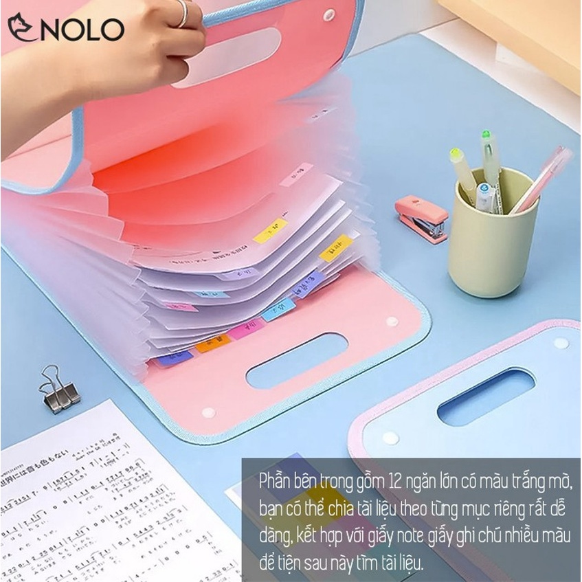 Túi, cặp đựng tài liệu, hồ sơ, giấy A4 12 ngăn có quai cầm tiện dụng