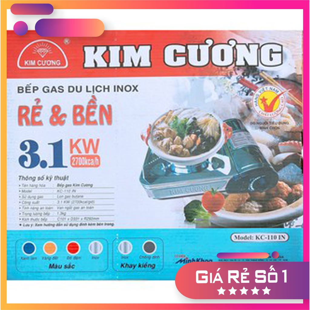 Bếp Gas Mini Cao Cấp Thân Inox Kim Cương KC-110 IN - Hàng Chính Hãng