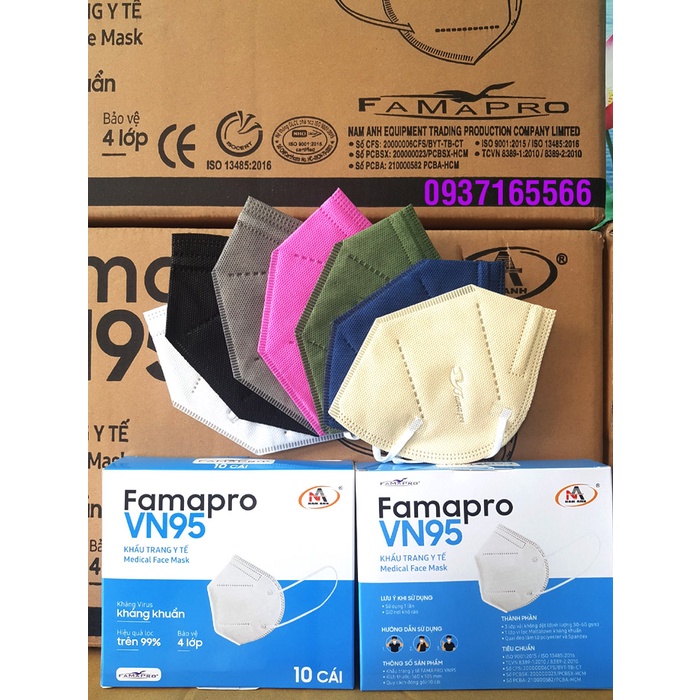 Thùng 50 hộp Khẩu trang N95 Famapro VN95 chính hãng Nam Anh, 4 lớp kháng khuẩn