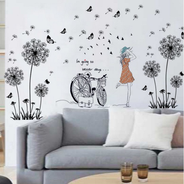 [Size Lớn] Decal dán tường CÔ GÁI VÀ BỒ CÔNG ANH