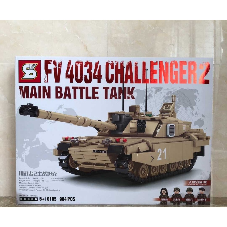 Đồ chơi Lắp ráp Mô hình xe tăng WW2 Army Tank Military MBT M1A2 Abrams FV 4034 Challenger-2 Cannon Chariot Sets