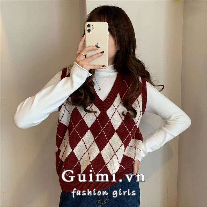 NZN Áo Dệt Kim Sát Nách Cổ Chữ V Thời Trang Hàn Quốc Cho Nữ