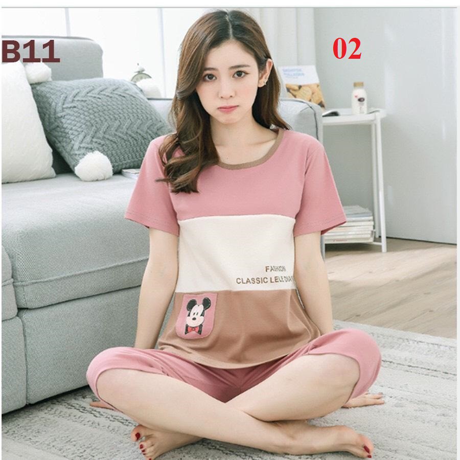 {Mã giảm giá + Hổ trợ Ship } Đồ bộ nữ, thun Cotton 100% cực mát, đủ size, 42-70kg