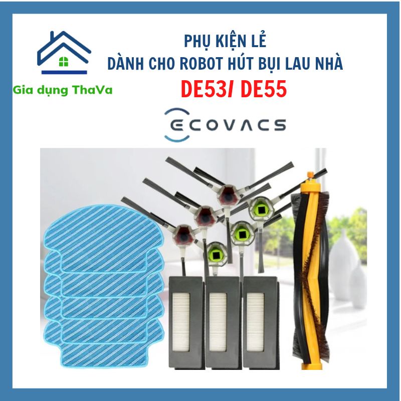 Phụ kiện khăn, lọc bụi, chổi cuốn, Chổi Cạnh/ Chổi Ven Cho Robot Hút Bụi Lau Nhà Ecovacs Deebot De53/ De55