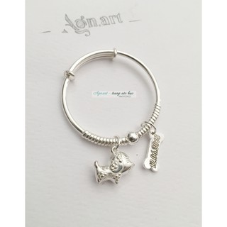 Lắc bạc trẻ em khắc tên charm tuổi chó