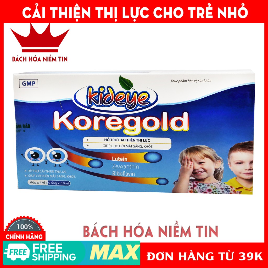 Siro sáng mắt cho trẻ nhỏ KID EYE Kore Gold - 100% thảo dược - giúp cải thiện thị lực, mắt sáng khỏe - Hộp 20 ống 10ml