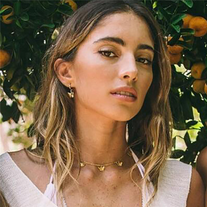 Vòng cổ choker mắt xích xi mạ vàng phối mặt bướm và ngôi thời trang cho nữ