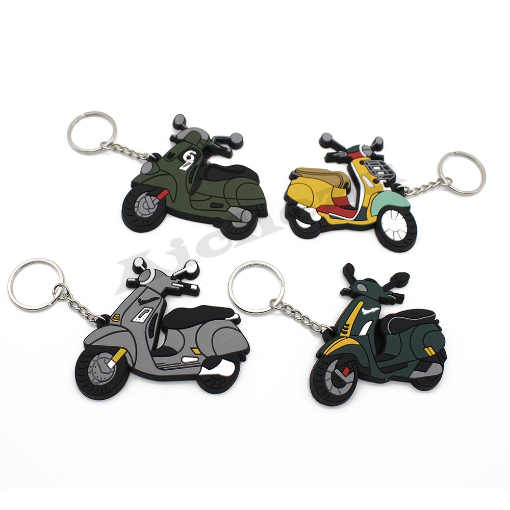 Móc Khóa Cao Su Trang Trí Nút Khởi Động Xe Máy Piaggio Vespa