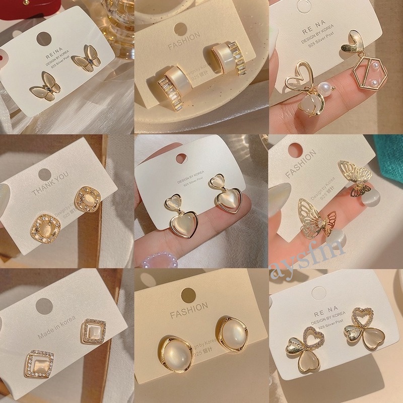 Bông Tai Mạ Bạc 925 Dạng Vòng Phong Cách Retro Hàn Quốc