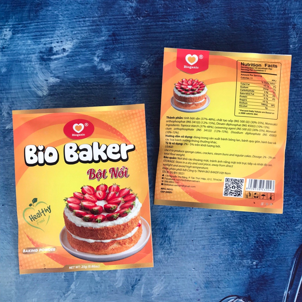 Bột nổi Bio Baker 25g ⚡ CHẤT LƯỢNG TỐT NHẤT ⚡bột giúp làm bánh nổi mềm thơm ngon