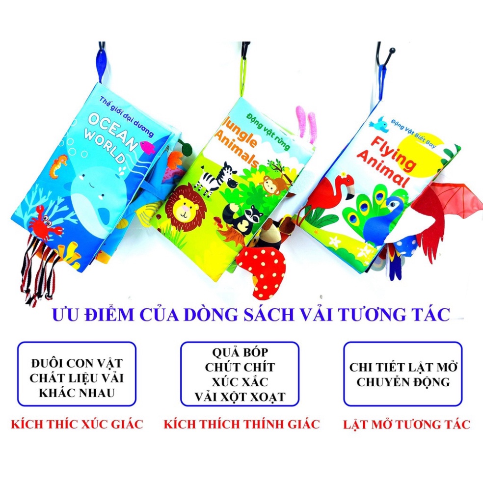 Sách vải cho bé - Sách vải tương tác đoán đuôi con vật phiên bản cao cấp sinh động thương hiệu TOPKIDS