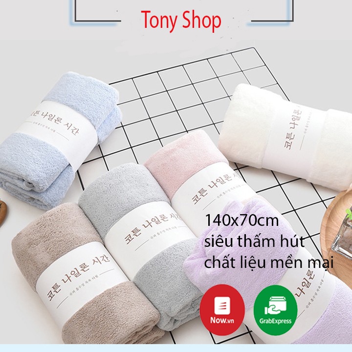 Khăn tắm hàn quốc lớn 70x140 chất liệu lông cừu mềm mại thấm hút nước siêu tốt