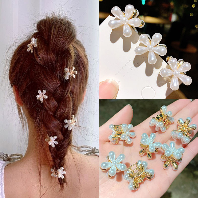 Cute Korean Style Pearl Mini Hair Clips For Women