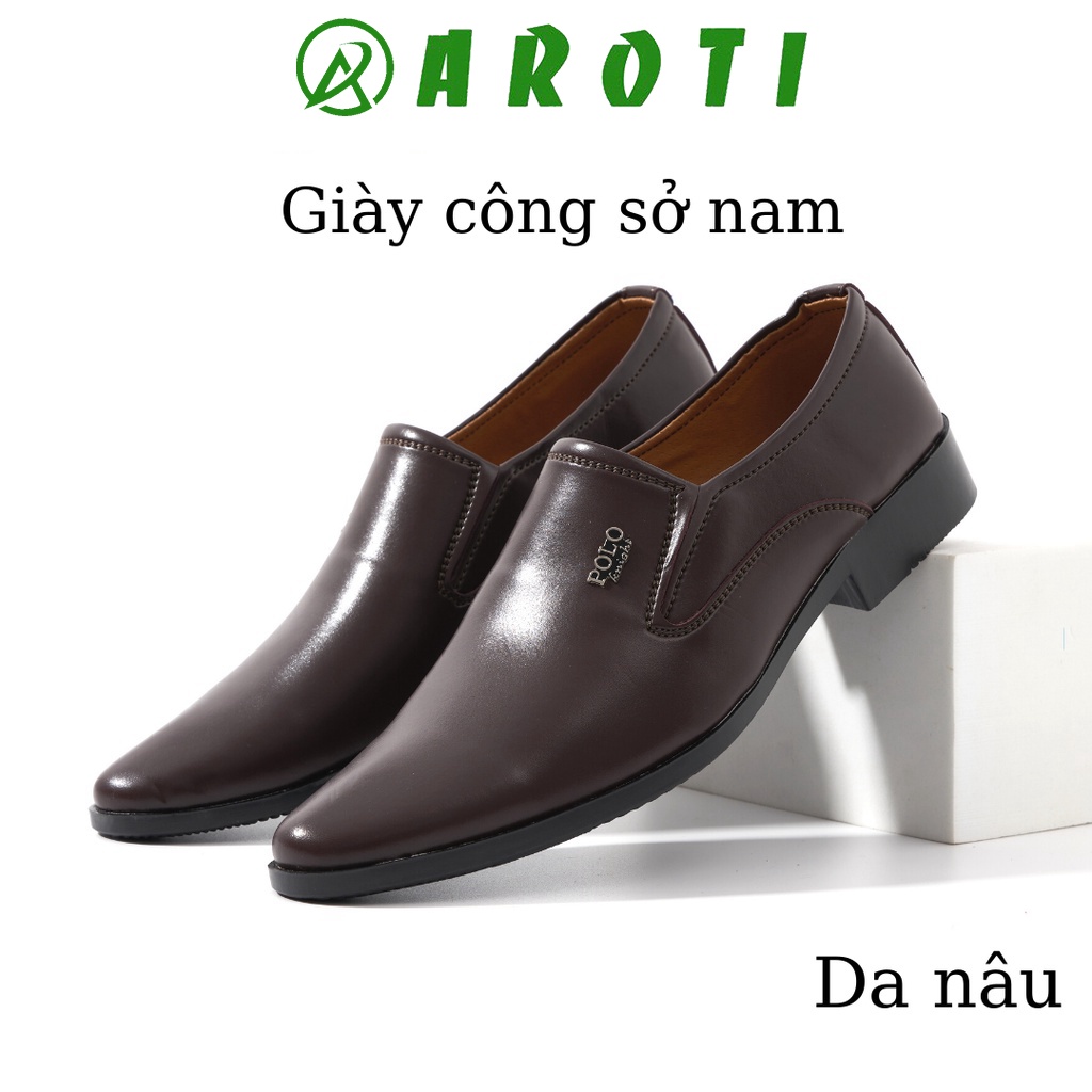 Giày công sở nam nappa cao cấp màu nâu Polo-m519N