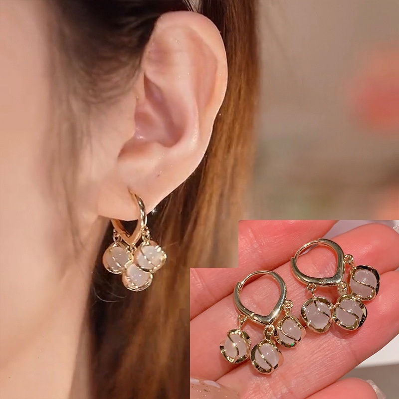 Khuyên Tai Đính Đá Opan Cao Cấp Phong Cách Hàn Quốc Dành Cho Nữ