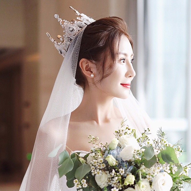 GETNOIVAS Vương Miện Đính Đá Pha Lê Nhân Tạo Cho Cô Dâu