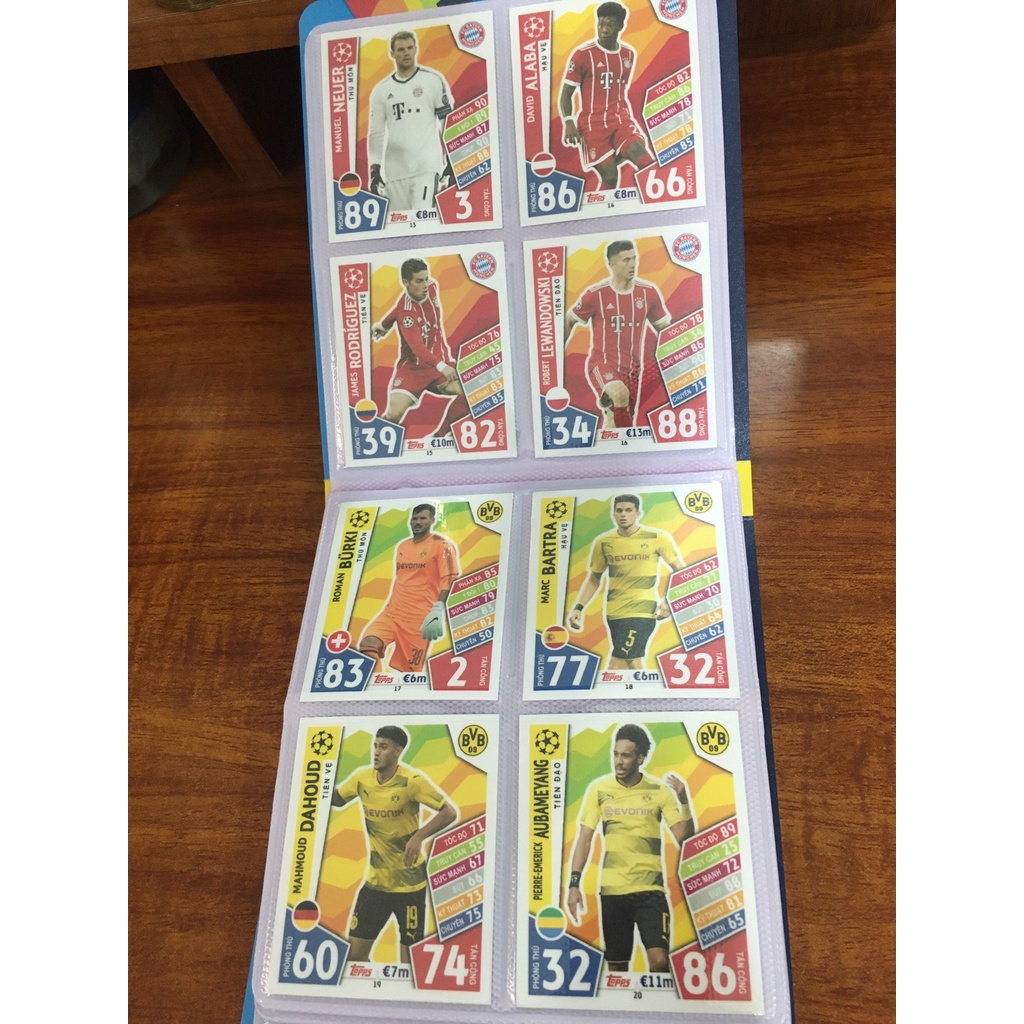 Bộ Sưu Tập 60 Thẻ Cầu Thủ In Album Match Attax 2017-18 Cúp Châu Âu