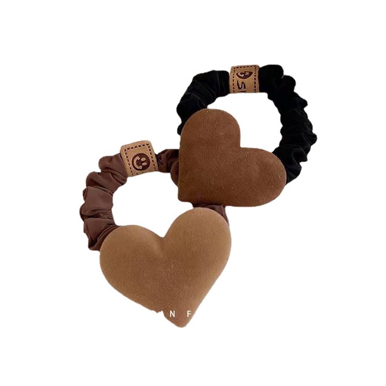 Dây Buộc Tóc Cao Su Hình Tròn In Họa Tiết Trái Tim Thời Trang Cho Nữ