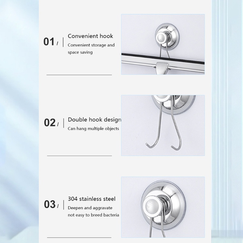 Móc Treo Vòi Hoa Sen Hai Đầu Hút Chân Không Dày Dặn Tái Sử Dụng Được