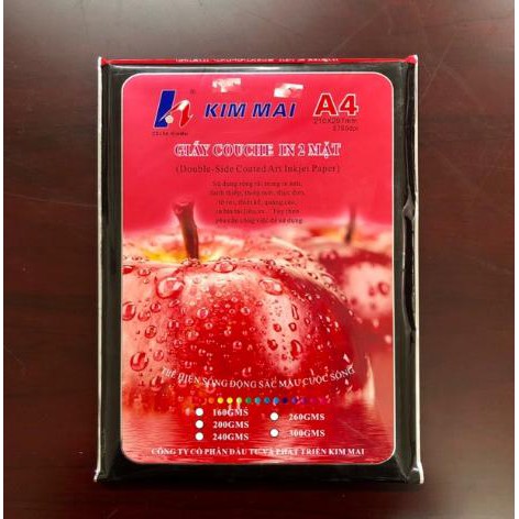 Giấy in ảnh Kim Mai Couche bóng in 2 mặt A4 - 200g