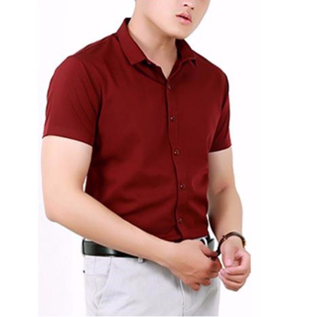 Áo sơ mi nam ngắn tay màu xanh đen vải chống nhăn | BigBuy360 - bigbuy360.vn