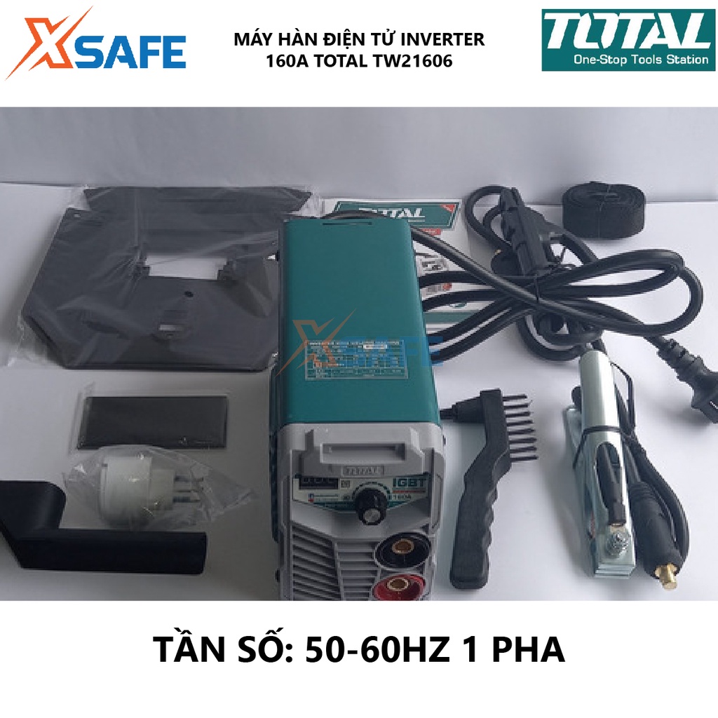 Máy hàn điện tử TOTAL TW21606 Thiết bị hàn Inverter MMA 85V Điện áp ra tối đa 160A Kích thước que hàn 1.6-4.0mm