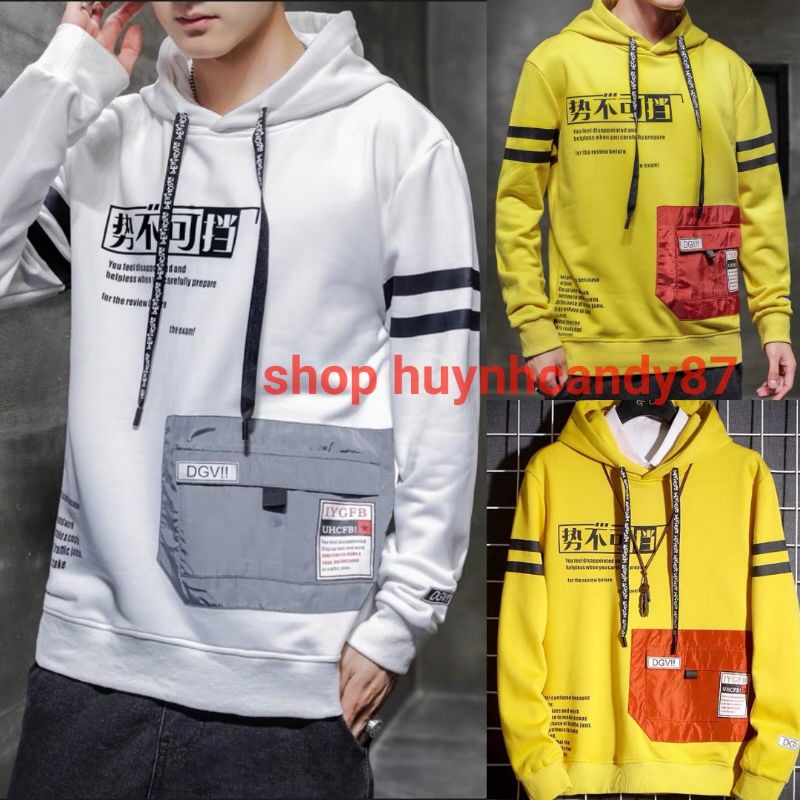 Áo khoác nỉ nam,Áo hoodie nam form rộng,Áo chui đầu có nón to, túi hộp kèm chốt khoá thời trang hàn