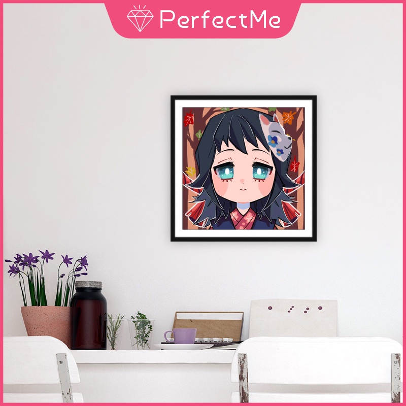 Bộ Tranh Đính Đá 5D Họa Tiết Hoạt Hình Demon Slayer Độc Đáo DIY 30x30cm