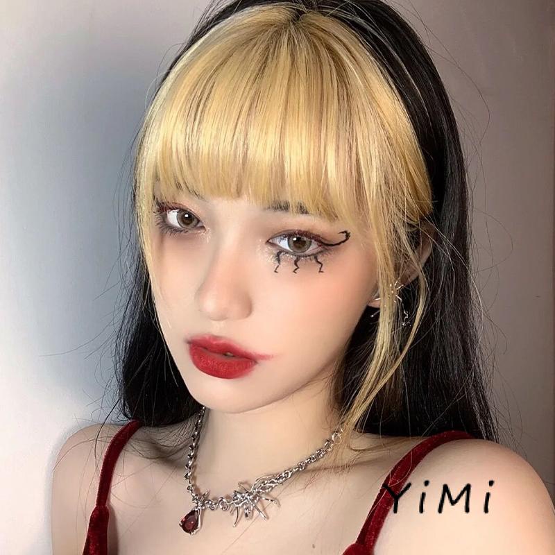 Tóc mái bằng giả nhuộm tông vàng thời trang