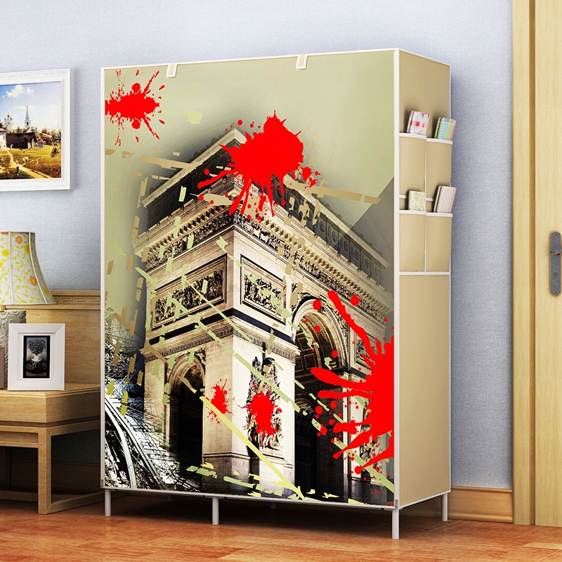 Tủ vải 3D 2 buồng 4 ngăn cao cấp có 2 ngăn treo đồ rộng rãi kích thước 105x170x45cm