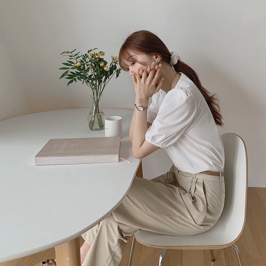 SUXI Áo Sơ Mi Tay Ngắn Cổ Chữ V Dáng Rộng Màu Sắc Đơn Giản Thời Trang Mùa Hè Cho Nữ