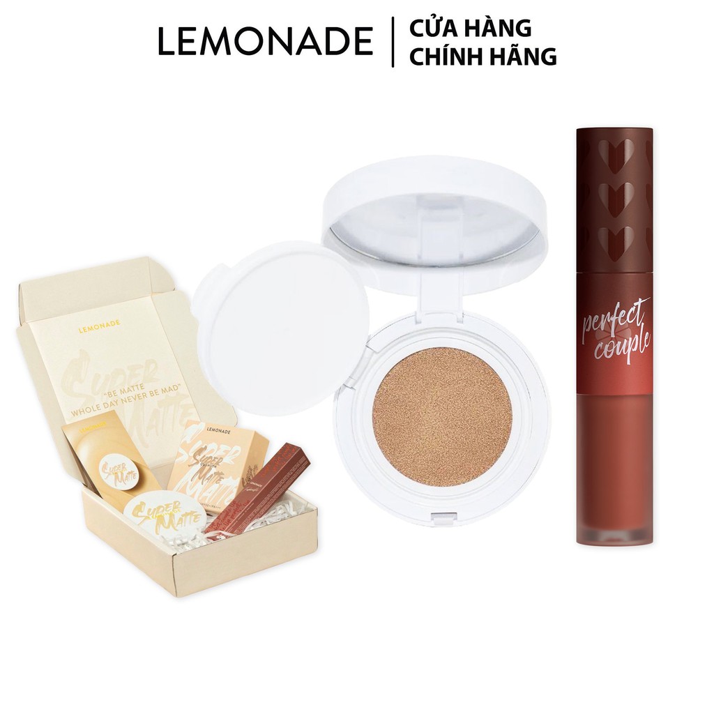 Combo Lemonade Phấn nước siêu kiềm dầu Supermatte Cushion 15g và Son kem Perfect Couple Lip Fashionistar 8g
