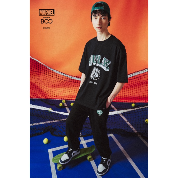 Áo Thun BOO Unisex Dáng Oversize Vải Cotton Cao Cấp In Graphic Hulk Marvel Comic BZL