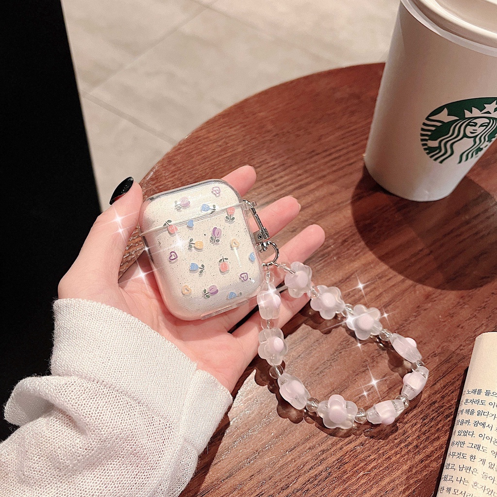 Vỏ Bảo Vệ Hộp Sạc Tai Nghe Airpods 3 Pro AirPods3 Họa Tiết Hoa Nhỏ Màu Hồng Thời Trang 2021 Ốp