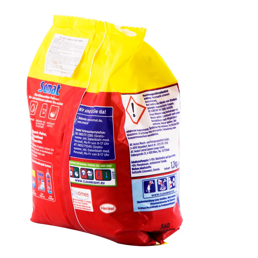 Combo 02 gói bột rửa chén cho máy Somat Detergent Power 1.2kg