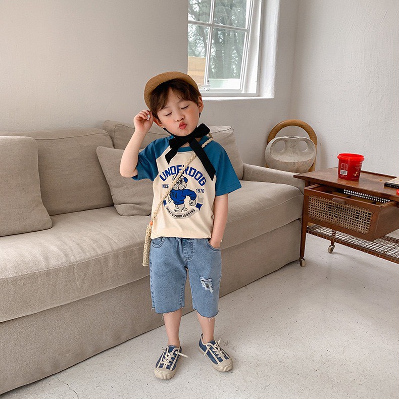 Áo thun cotton bé trai in hình dễ thương - Quần áo trẻ em phong cách Hàn Quốc cho bé trai 1-8 tuổi (có clip, ảnh thật)