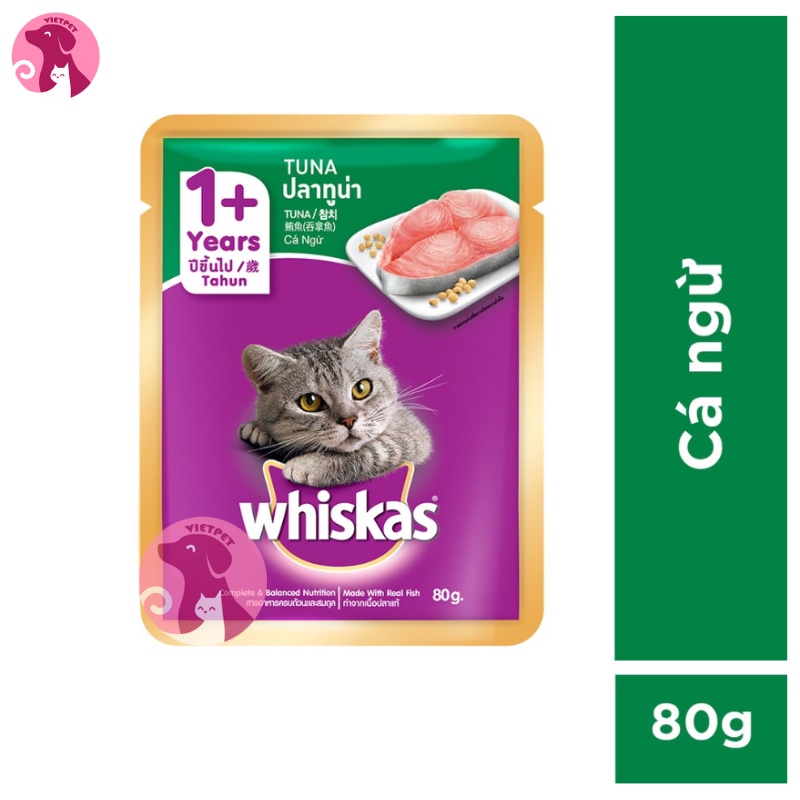Pate Whiskas Tuna - Mix vị (80g) - Cho Mèo Lớn &amp; Mèo Nhỏ