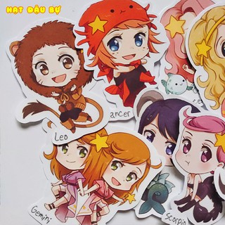 Set 12 Sticker thiết kế chủ đề Cung Hoàng Đạo trang trí Planner, dán Laptop, Máy Tính... - Hạt đậu bự