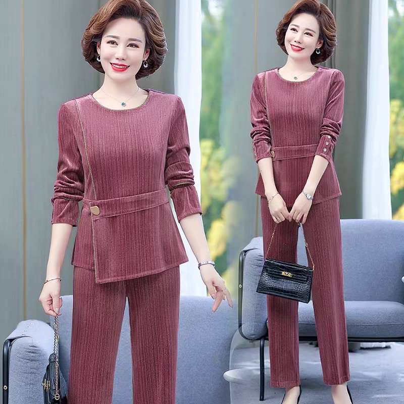 Set bộ đồ trung niên nữ cao cấp, kiểu dáng đơn điệu, sang trọng, trang nhã NV0962